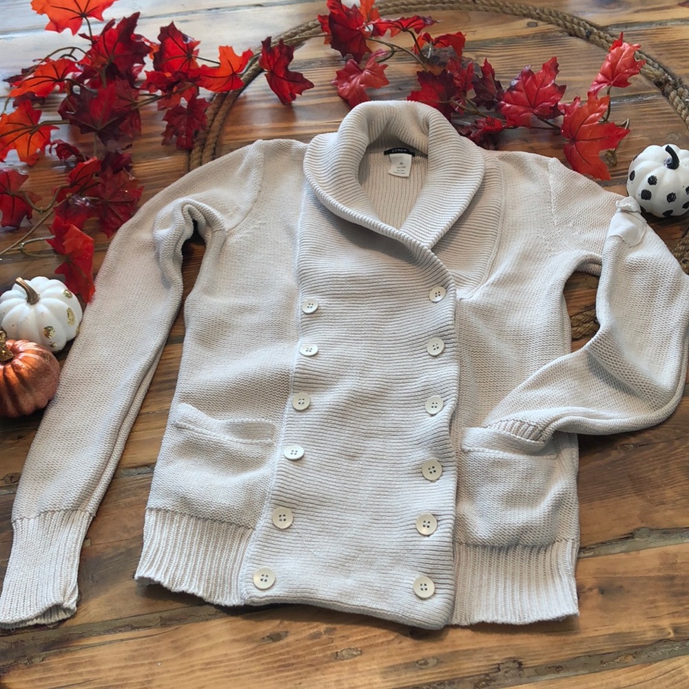 J Crew oatmeal, shawl collar cardigan